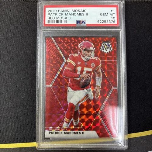 PATRICK MAHOMES II 2020 MOSAIC FOOTBALL RED PRIZM CHIEFS PSA 10