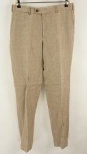 Suitsupply 100 Linen Micro Houndstooth Flat Front Trouser Men's 32 x 33 Brown