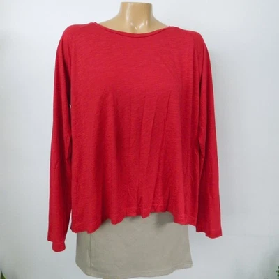 Lilla P Pima Cotton Slub Knit Top Womens Large Red Raglan Long Sleeve Back Pleat - Image 1 of 4