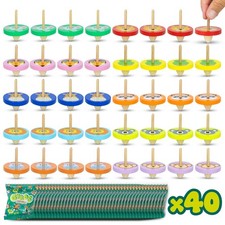 BONNYCO Toupie Enfant Pack 40 Cadeau Anniversaire Enfants Invites. Toupie Bois