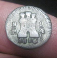 1816 PN ( COLOMBIA) 1/4 REAL (POPAYAN) - RARE VARIANT---