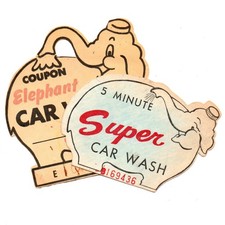 ELEPHANT &bull; SUPER CAR WASH &bull; CAR WASH COUPON &bull; VINTAGE 60's - 70's &bull; SEATTLE, WA.