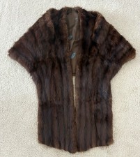 Mink Capelet Stole Dark Brown Vintage 50  s-60  s One Size Fits Most Gorgeous 