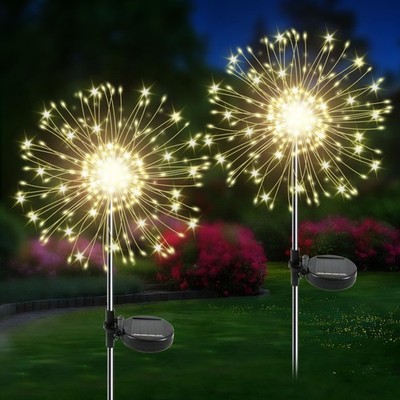 Solar Garden Lights Outdoor, 2 Pack 120 LED Twinkling Firework Lights Decorat...