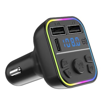 12V-24V Car FM Transmitter Adapter Bluetooth Type-C Dual USB Fast Charger
