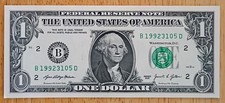 May 31, 1992 Birthday Date Note Fancy Serial Number $1 Bill B19923105D May 31, 1992 Birthday Date Note Fancy Serial Number $1 Bill B19923105D
