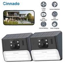 2X Outdoor Camera Wireless 2K Solar Wall Light Cameras with AI Motion Detection