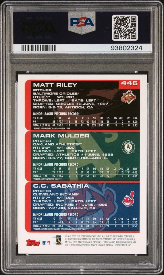 2000 Topps HTA C.C. SABATHIA #446 PSA 10 HOF Home Team Advantage - Imagem 2 de 2