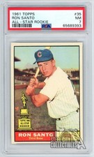 Ron Santo 1961 Topps All Star Rookie Card #35 PSA 7 NM (393). rookie card picture