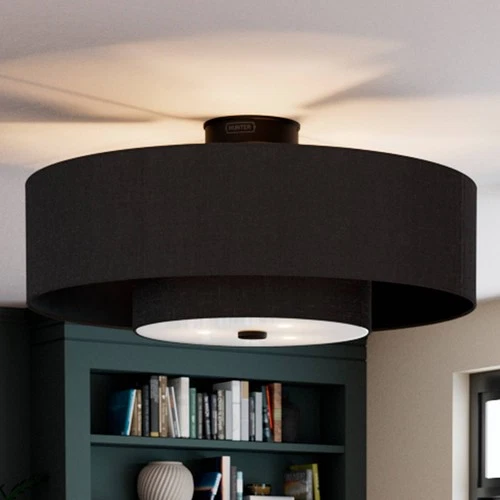 30" Hunter Brookside Matte Black LED Fandelier - Picture 1 of 10