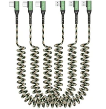 AGOZ [3-Pack, Coiled] USB C CAMO Braiding Cable Fast Charger 90° Type C to... 