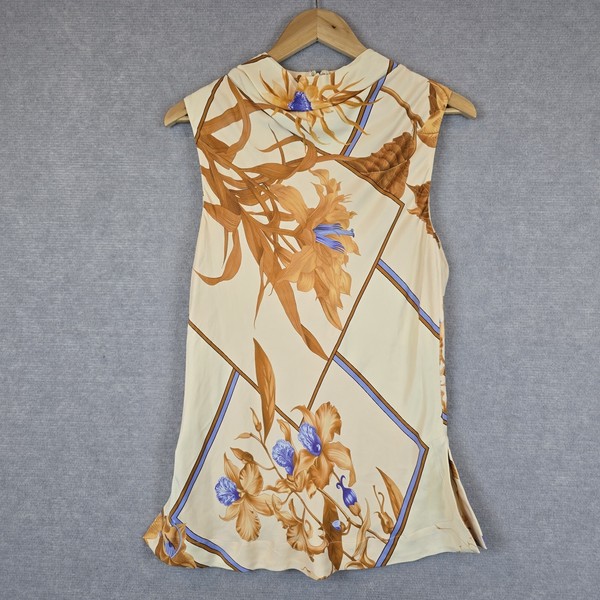 Country Road Top Blouse Womens Size 12 Floral Sleeveless High Neck Preppy 