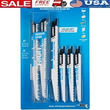 12PC Reciprocating Saw Blade Set Universal Wood Metal PVC Pruning Case Included