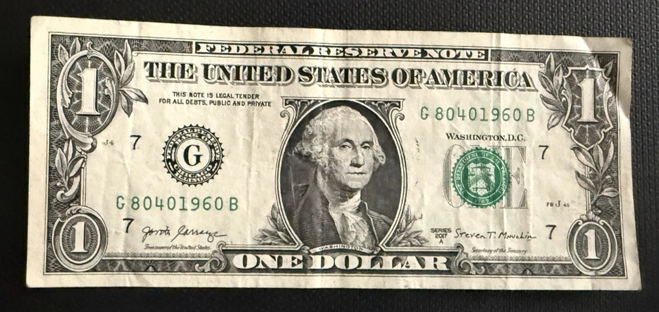 August 4 1960 Birthday Note Fancy Serial Number One Dollar Bill 80401960 - Image 2 of 3