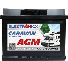 Electronicx Caravan Edition V2 Batteria AGM 80 AH 12V Camper Barca Alimentazione...