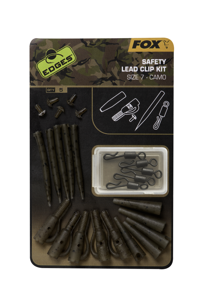 Fox Edges Camo Safety Lead Clip Kit Size 7 Carp Fishing Tackle CAC780