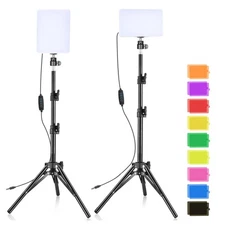 LED Video Light Kit 2 Pack 6500K Dimmable Streaming Lights USB Key Light Phot
