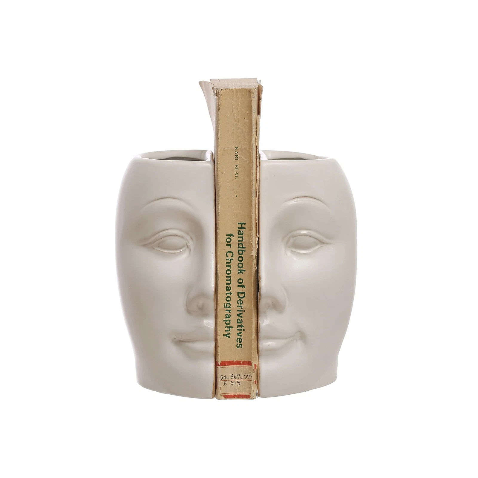 Bloomingville 6.75 Inches Sculpted Stoneware Face Vases Reactive Glaze White