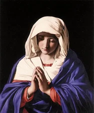 Oil painting Battista Salvi da Sassoferrato - the virgin in prayer Madonna art