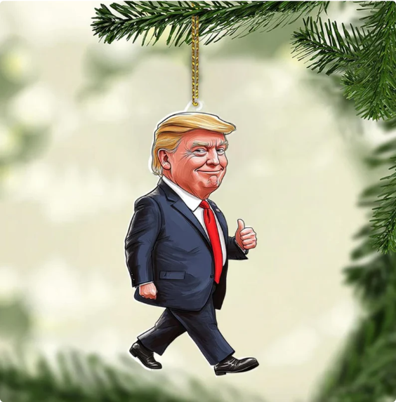 Christmas Trump Acrylic Ornament, Perfect for Car & Christmas Tree Decor