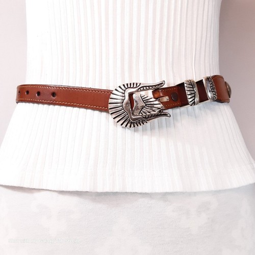 Appaloosa Trading Co Belt Womens 26 Tan Nickel Coin Studded Leather