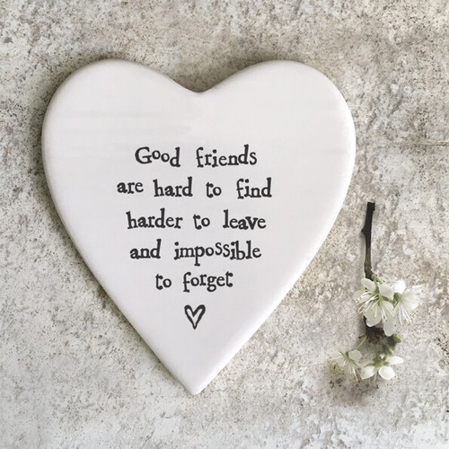 East of India Porcelain Coaster Round Heart Plaque Sentiment Friendship Gift - Picture 11 of 22
