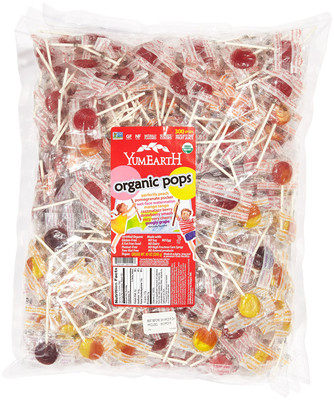 Yummy Earth Organic Fruit lollipops - assorted fruits flavors - 5lb container (890146001128)