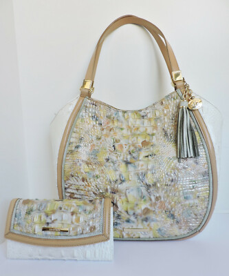 Brahmin Marianna Poppy Seed Allendale Embossed Leather Satchel Modern Wallet NWT