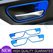 Fit For BMW 3 4 Series 2013-2019 Blue Titanium Car Inner Door Handle Frame Decor