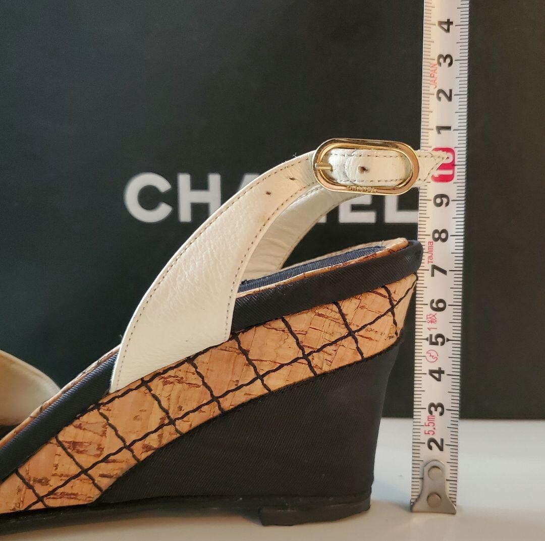 CHANEL Camellia COCO MARK Wedge Sole Sandals Mules Pumps