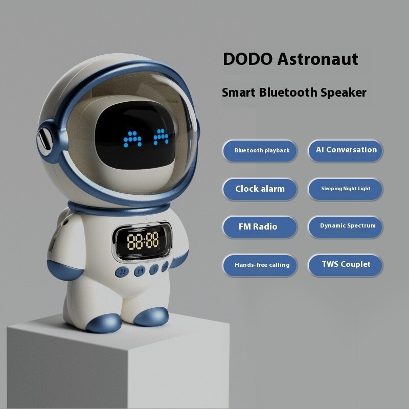 Bluetooth Speaker Alarm Clock with AI Radio Intercom and Astronaut Design-image