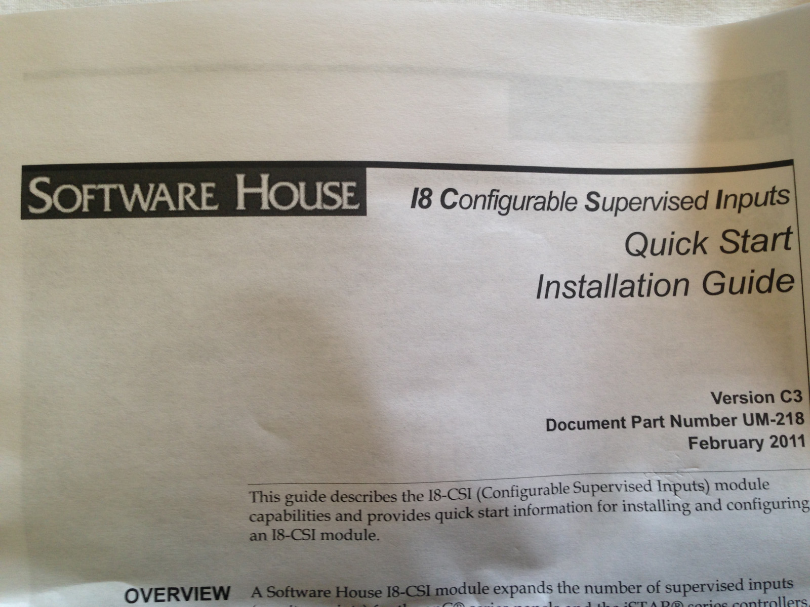 SOFTWARE HOUSE I8-Csi Eight Input Reader Bus AS0073 TYCO HILLS DSC ...