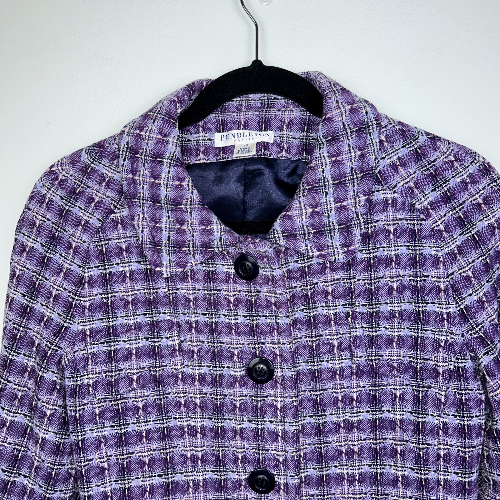 Pendleton Tweed Checkered Blazer Jacket Purple Bu… - image 2