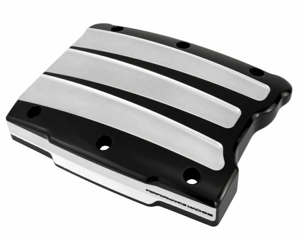 Performance Machine Contrast Cut Scallop Rocker Box Covers Harley Twin 99- Black - Image 2 of 4