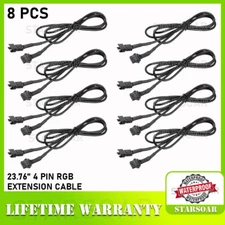 8PCS 2FT 4 Pin Extension Wire Cable Connector For RGB LED Strip Rock Lights