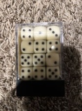 Chessex Dice d6 Sets Opaque Ivory with Black 36 12mm Six Sided Die CHX 25800