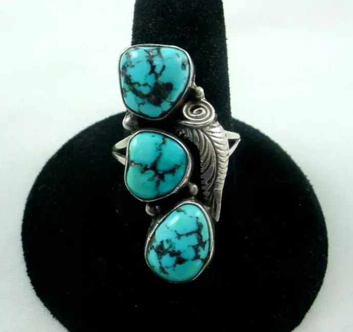 Gorgeous Native American Navajo Agate Sterling Silver Ring Signed Tom Willeto Gorgeous Native American Navajo Agate Sterling Silver Ring Signed Tom Willeto