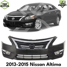 Front Bumper Cover Primed & Fog Lights Assembly Kit For 2013-2015 Nissan Altima