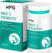 Probiotics Supplement 100 Billion CFU 20 Strains, 2 Prebiotics for Men Digestive