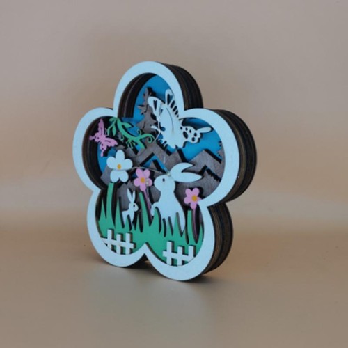 2025 New Easter Decoration for Home Wooden Easter Bunny LED Light Easter Craft E - Picture 17 of 32