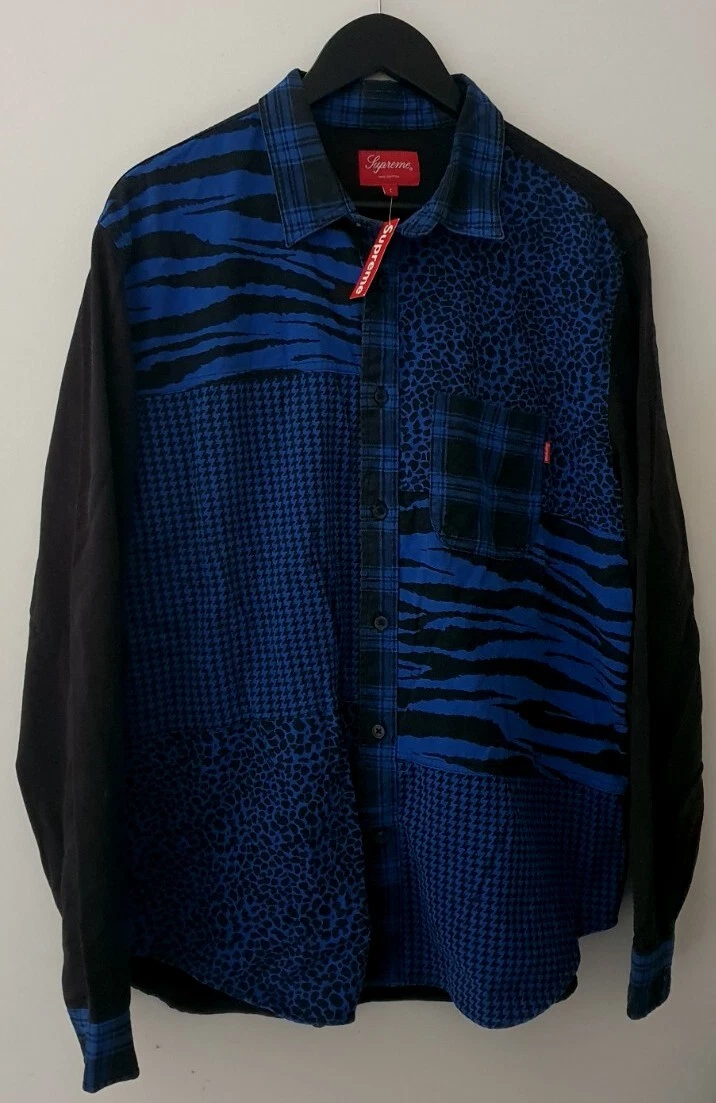 Chemise FW16 Supreme Animal Patchwork Sergé Bleu Taille L Large Neuve avec étiquette