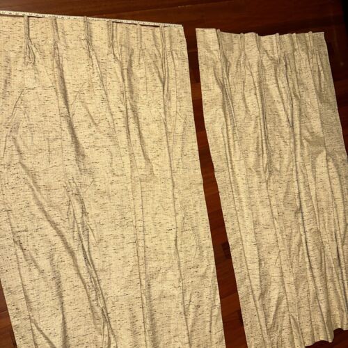 1Pr VTG CURTAINS JC Penney Woven Crème White Lined Pinch Pleat 37” W X 60”L - Picture 1 of 7