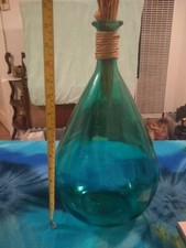 aqua blue glass vase 14.5"