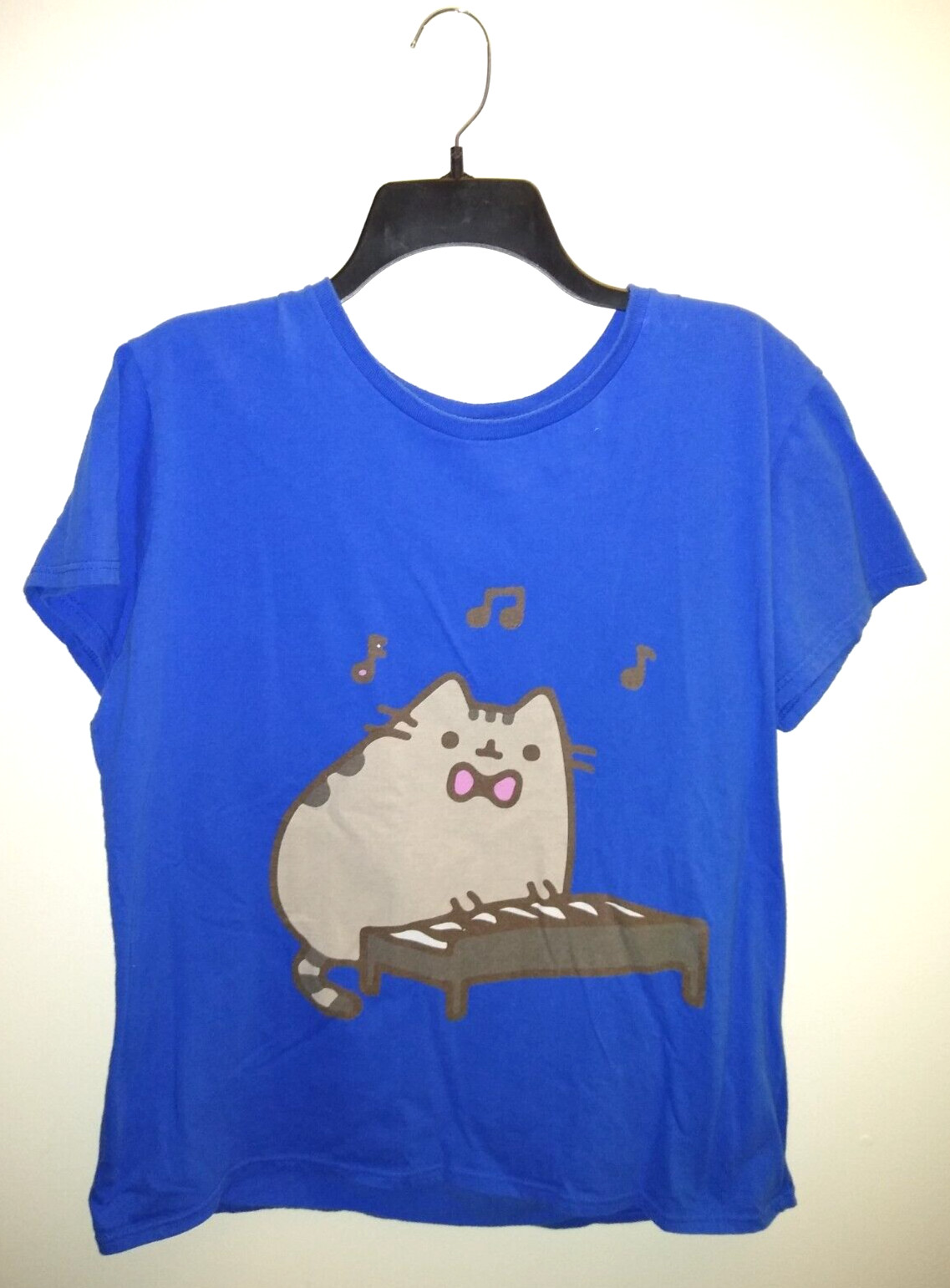 Pusheen The Cat Playing Keyboard Piano RARE Blue Tsh… Gem