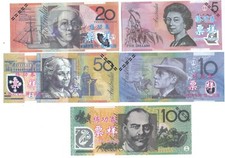 SET SET SERIE 5 Banknoten AUSTRALIEN AUSTRALIA K&Ouml;NIGIN ELISABETH CHINESISCH W...