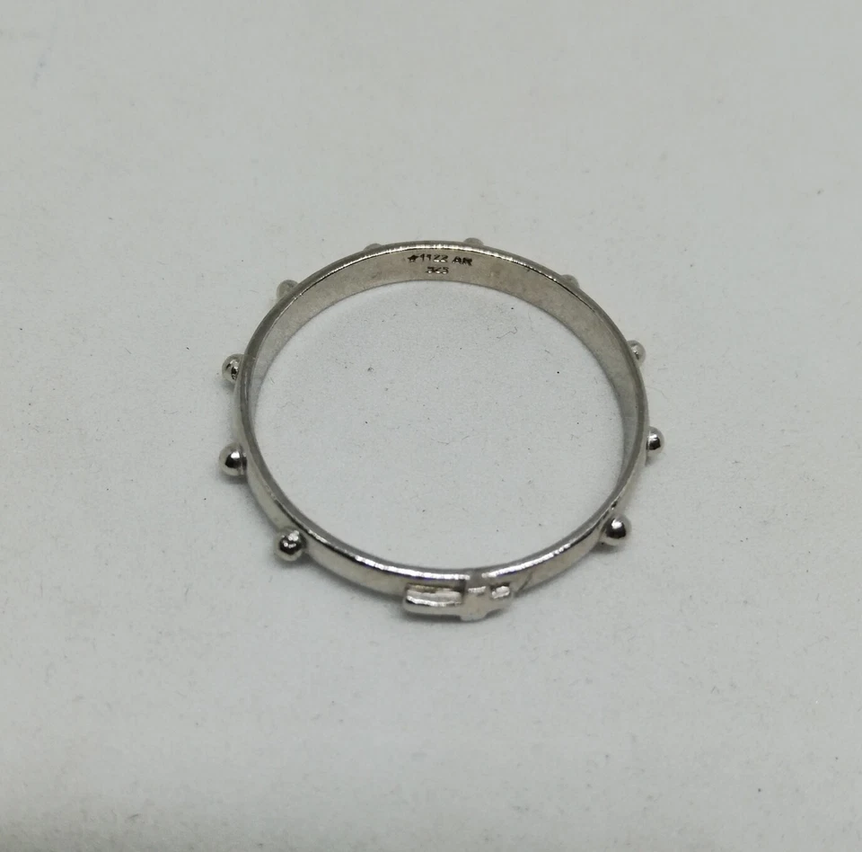 ANELLO ROSARIO CROCE DECINA ARGENTO RODIATO UNISEX MIS 10 A 29 EXPLOIT - Immagine 3 di 4