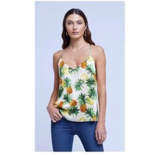 L Agence Kylee Racer Pineapple Silk Bodysuit. NWT. Size Small. Retail- 300