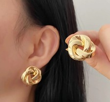 Chunky Knot Geometric Gold Stud Earrings