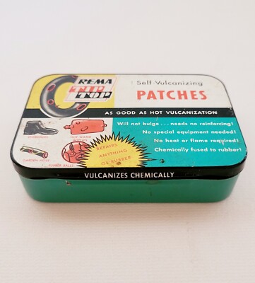 VINTAGE REMA TIPTOP SELF-VULCANIZING TIN WITH PATCHES-GRAPHICS IN GOOD CONDITION