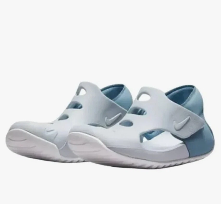 Sandali Nike Sunray Protect bambino 10c blu bianco $38 vendita al dettaglio NUOVI CON SCATOLA